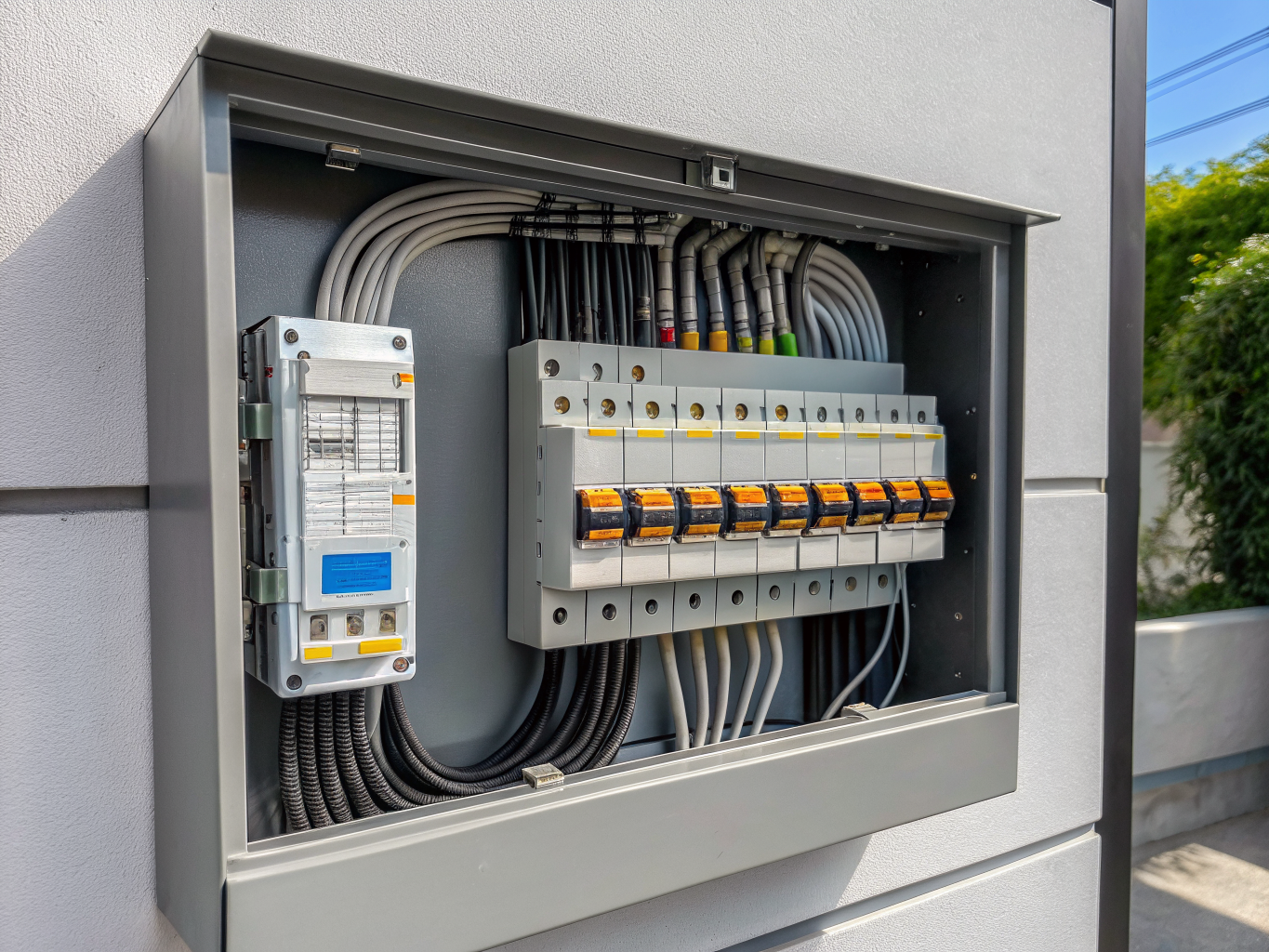 Modern electrical panel upgrade showing clean professional wiring